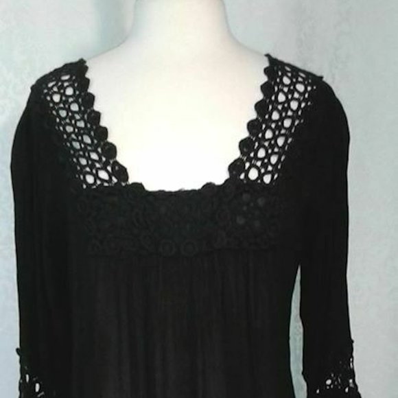 Black Boho Gypsy Style Dress Sizes M, L, 3X - Picture 1 of 2